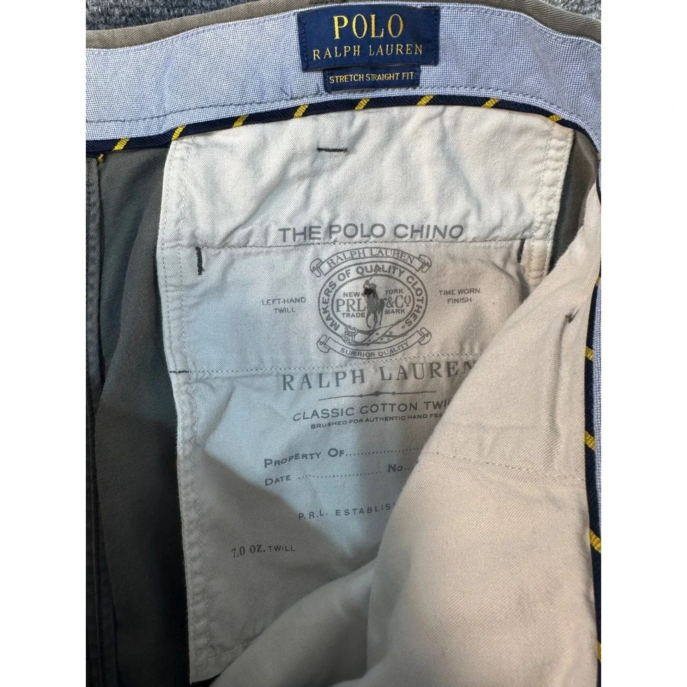 Polo Ralph Lauren Stretch Straight Fit Chino Pants Mens 36/30 Olive Khaki Cotton